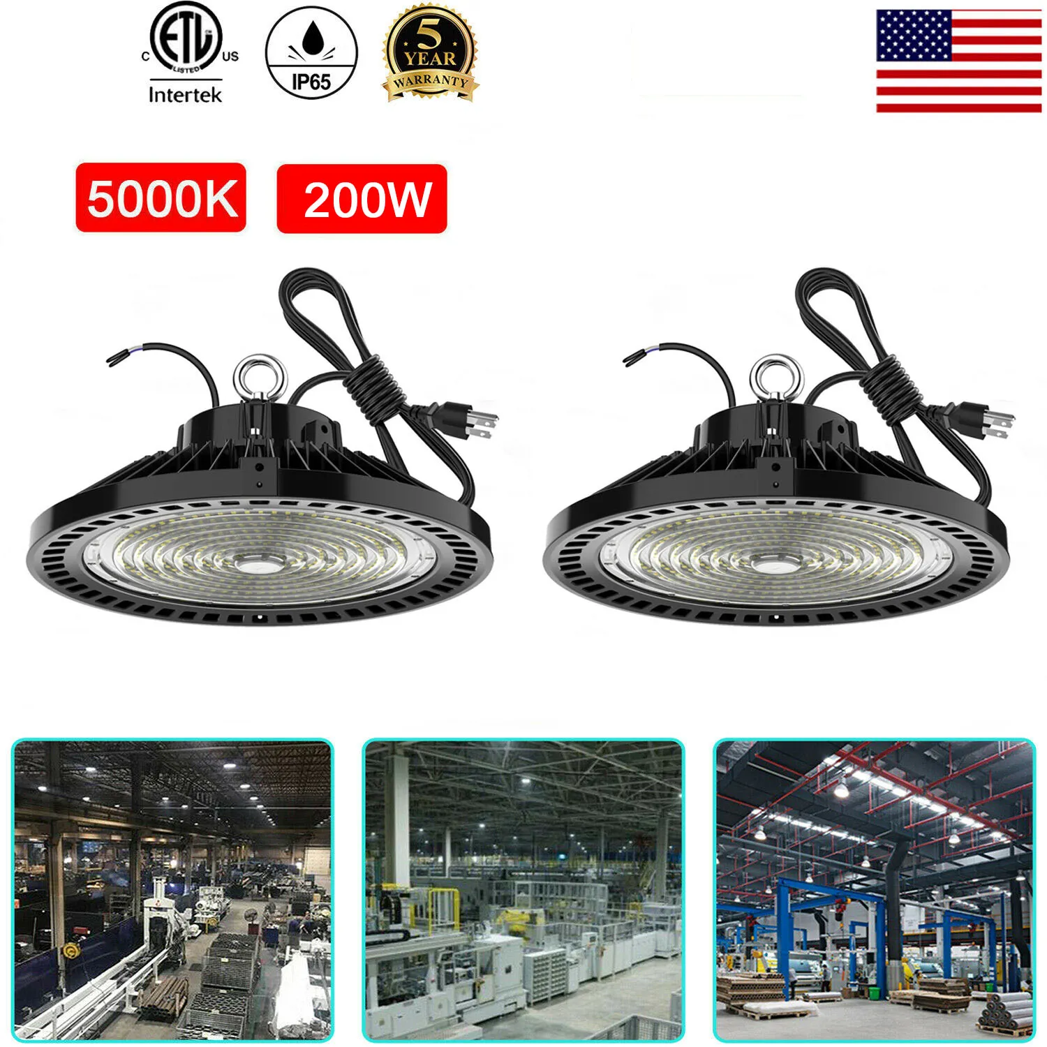 1-10V Dimmable lumière LED haute baie 100W 150W 200W 240W UFO 5000K 36000Lm IP65 LED lumière d'inondation en aluminium minière lampe de grande hauteur