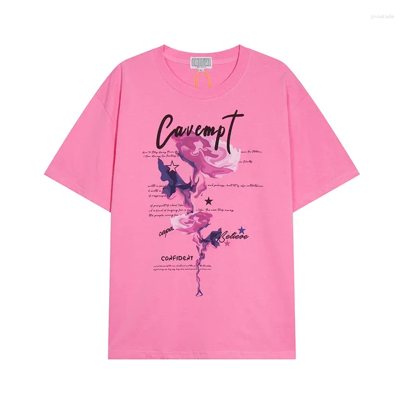 Men's T Shirts CAVEMPT Casual Rose Printing Pattern Short Sleeve and Women's All-match Outdoor C.E Top Tees 139
