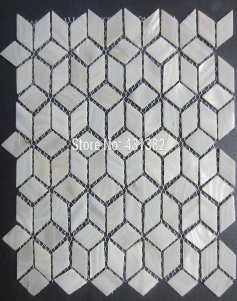 Piastrelle a mosaico con conchiglia rombo4224 Piastrelle in madreperla bianco puro naturale per cucina, pavimento per rivestimento del bagno, backsplash della cucina78033554903447