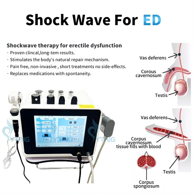 ED Shock Wave Fysiotherapie Pijnbestrijding Erectiestoornissen Shockwave Machine 3 in 1 met Echografie Koude Hamer