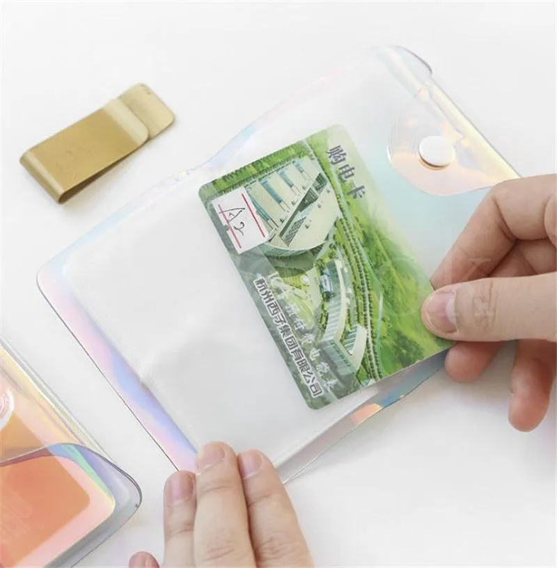 حقيبة بطاقة الائتمان بالليزر الشفافة PVC Bag Women Organizer Wallet Wallet Clear Passport Cards Bags DB738