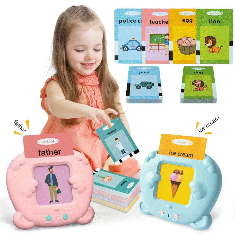 Educational Kid Learning English Toy Talking Word Flash Card Machine Kindergarten English Electronic Book Toddler Reading Gadget 240307