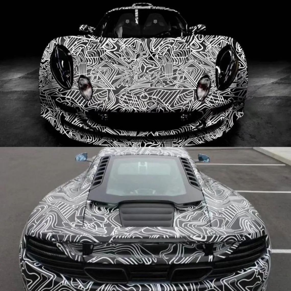 أسود أبيض التمويه فينيل يلتف لاصقة PVC PVC Car Car Car Camo Sticker Sticker DIY شارات مع إطلاق الهواء 5569322