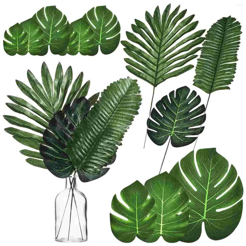 Dekorativa blommor 30 datorer Konstgjorda växter Leaf Jungle Beach Party Decorations Layout Diy Leaves Bankett