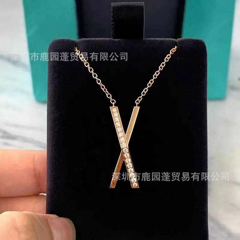 Designer tiffay and co AtIas letters Necklace womens rose gold inlaid with diamonds Roman digital temperament collarbone chain V 1 high version