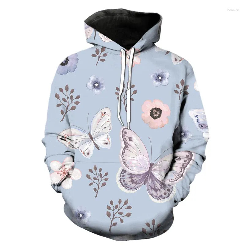 Erkek Hoodies Cartoon Exquisit Butterfly 3D Baskı Sonbahar Kış Modaya Düzenli Sweatshirt Erkek Kadın Moda Hoodie Külot Harajuku Top