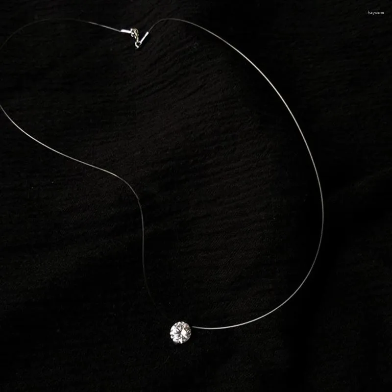 Ожерелья с подвесками, женский подарок, элегантное, ослепительно прозрачное на день рождения, аксессуары для лески, ювелирные изделия, простое ожерелье с цирконом