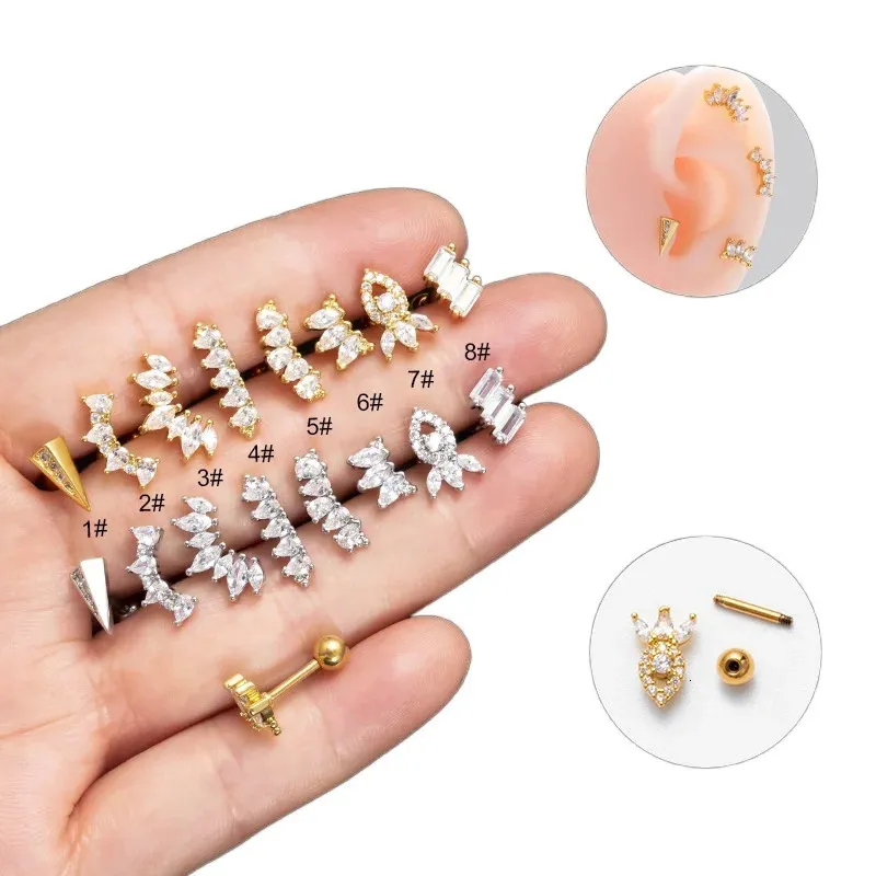 1 peça 16g brincos de aço inoxidável para mulheres tendência moda jóias piercing brincos parafuso bola brincos 240306