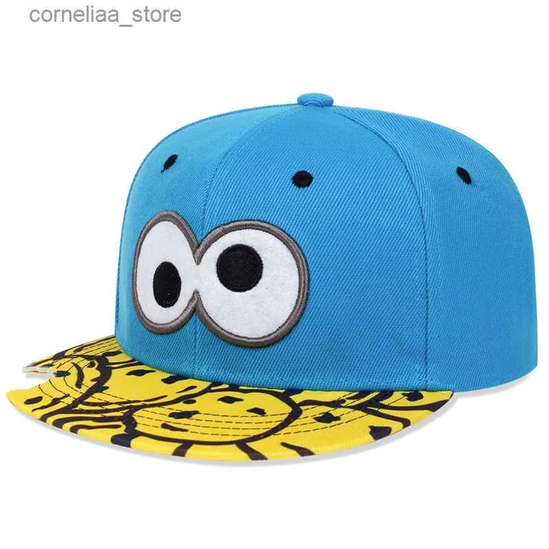 Bonés de bola boné de beisebol dos desenhos animados grandes olhos biscoito mordida azul snapback chapéu adultos viagem ao ar livre ajustável chapéus de sol esportes camionista capy240315