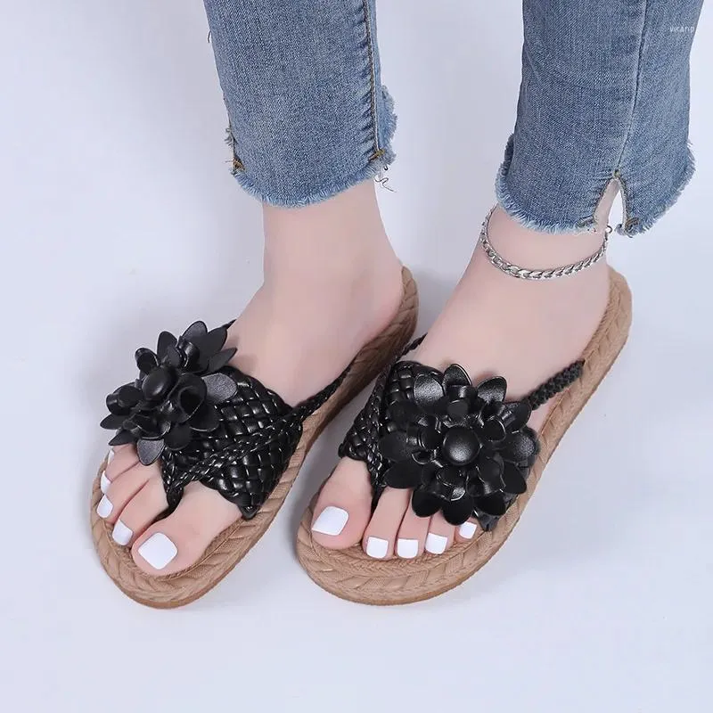 Sandals Summer Fashion Women Flower Flat Flip Flops Ladies Slippers Boho Style Open Toe Shoes Casual Non Slip Slides