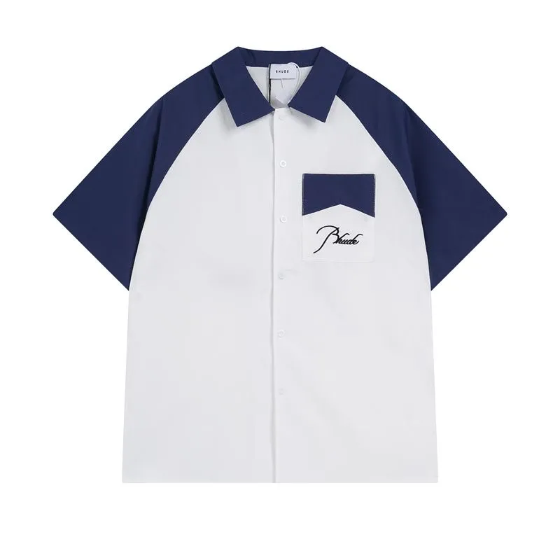 Рубашка Rhude Blouse Polo Designer Thirt Mens Polos Men Po для нового стиля высококачественные футболки бренда роскошного