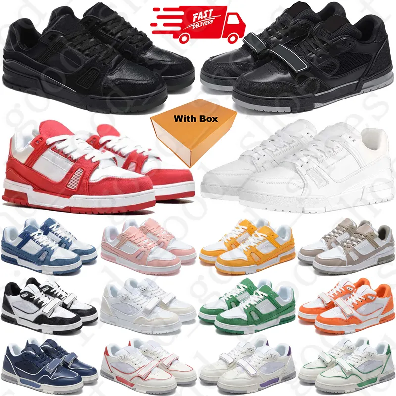 Con le scarpe Box Designer Trainer Sneaker Low per uomo donna di lusso Nero rosa giallo uomo donna cielo blu scarpe da ginnastica scarpe da ginnastica corridori scarpe casual all'ingrosso