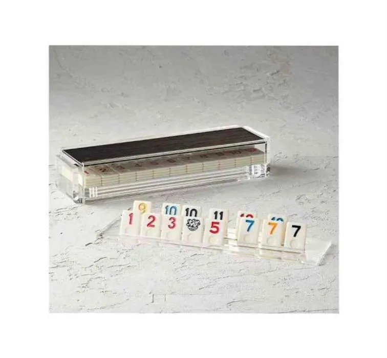 Lucite jogo de tabuleiro conjunto para todas as idades pessoa presente do dia de ação de graças cérebro booster jogo personalizado acrílico rummy q set314s2697107