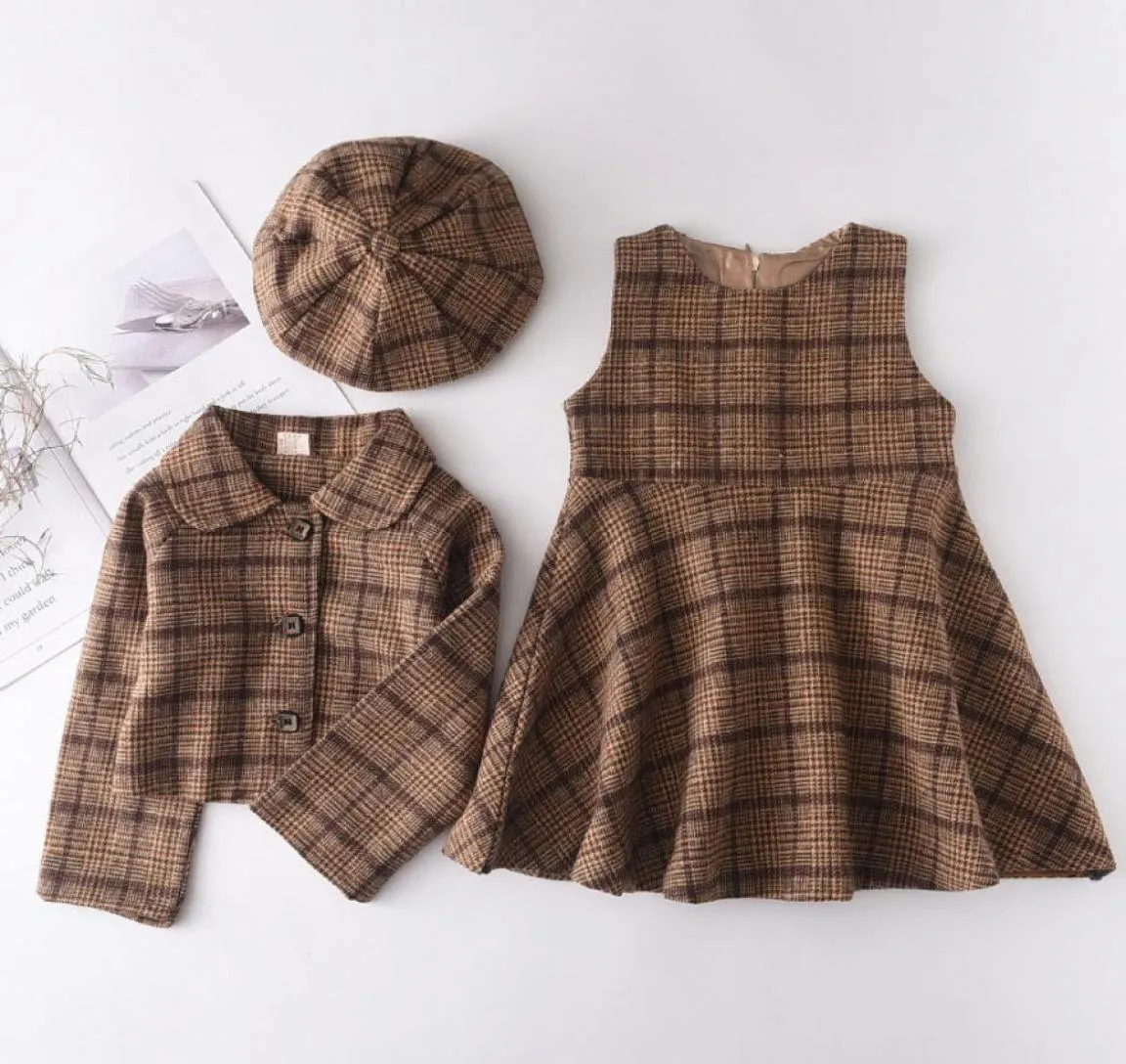 Abbigliamento per bambini Ragazze Set Primavera Autunno Moda Inverno Cappotti e gonne di lana Boutique Set di abbigliamento per bambini Abiti autunnali per adolescenti4962267