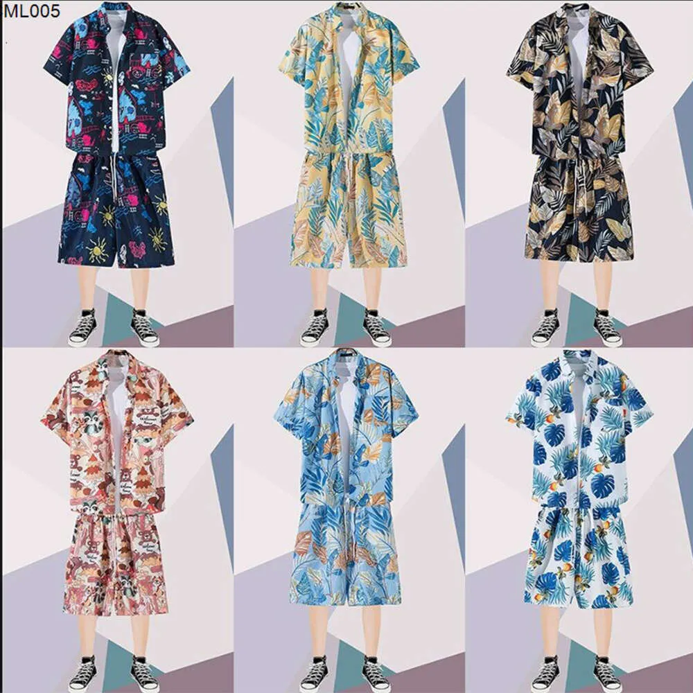 Ensemble de plage d'été pour hommes, chemise à fleurs, manches courtes, Short de sport décontracté, Hawaii Sanya, vacances, deux pièces