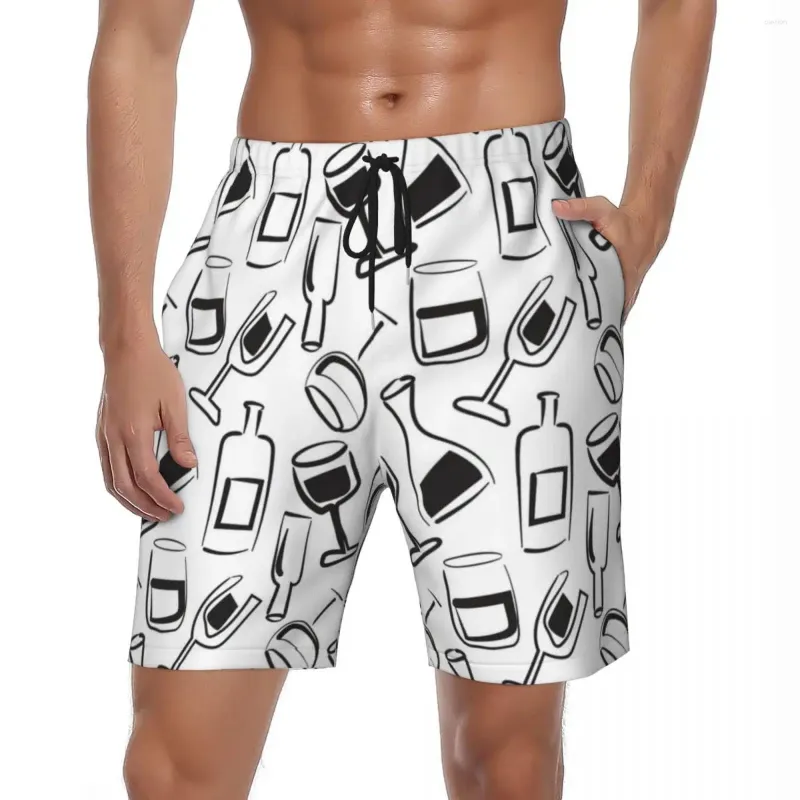 Shorts pour hommes Summer Gym Hommes Amateurs de vin Surf Liqueur Cabernet Imprimer Design Board Pantalon court Hawaii Respirant Beach Trunks Grande taille