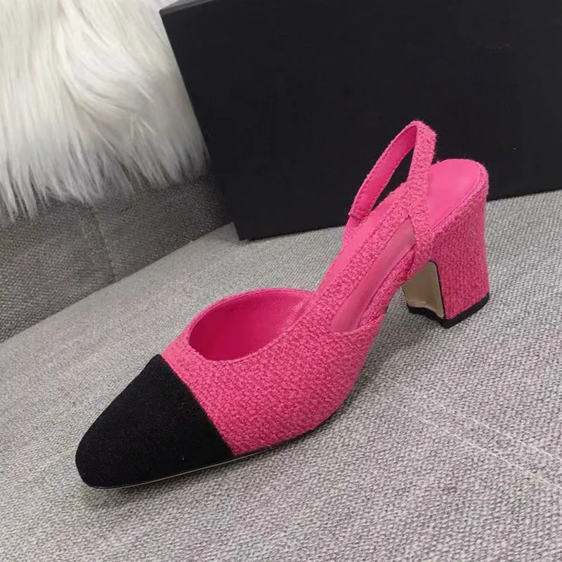 2024 Dress Sandal Designer Shoes Leather Thick Heel High Heels Belt Buckle Sandals Sexy Office Party Women Shoes New High Heeled Shoes Size 34-42 with Box Leather Sole