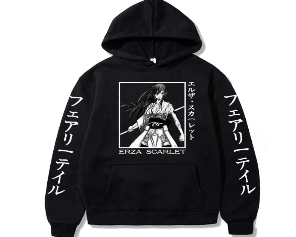 Men039s Sweatshirts Anime Fairy Tail Print Hoodie Loog Sleeve Erza Scarlet Streewear Pullover SweetShirt7765599