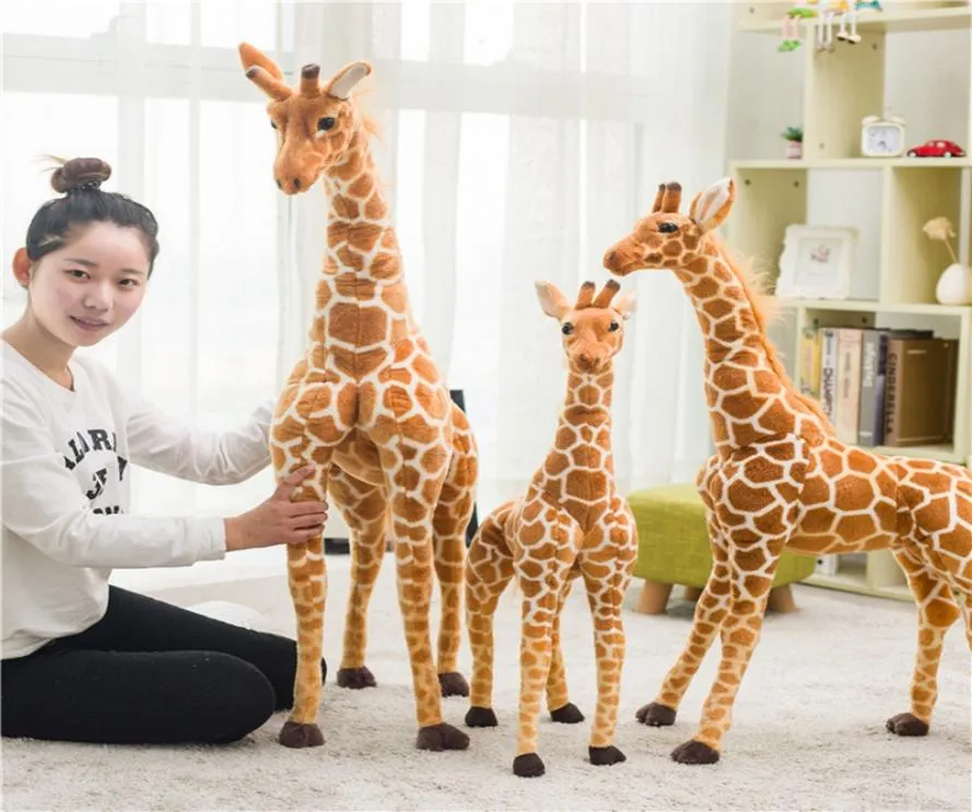 Toda enorme vida real girafa brinquedos de pelúcia bonito bonecas animais de pelúcia simulação macia girafa boneca alta qualidade presente aniversário kids1016660