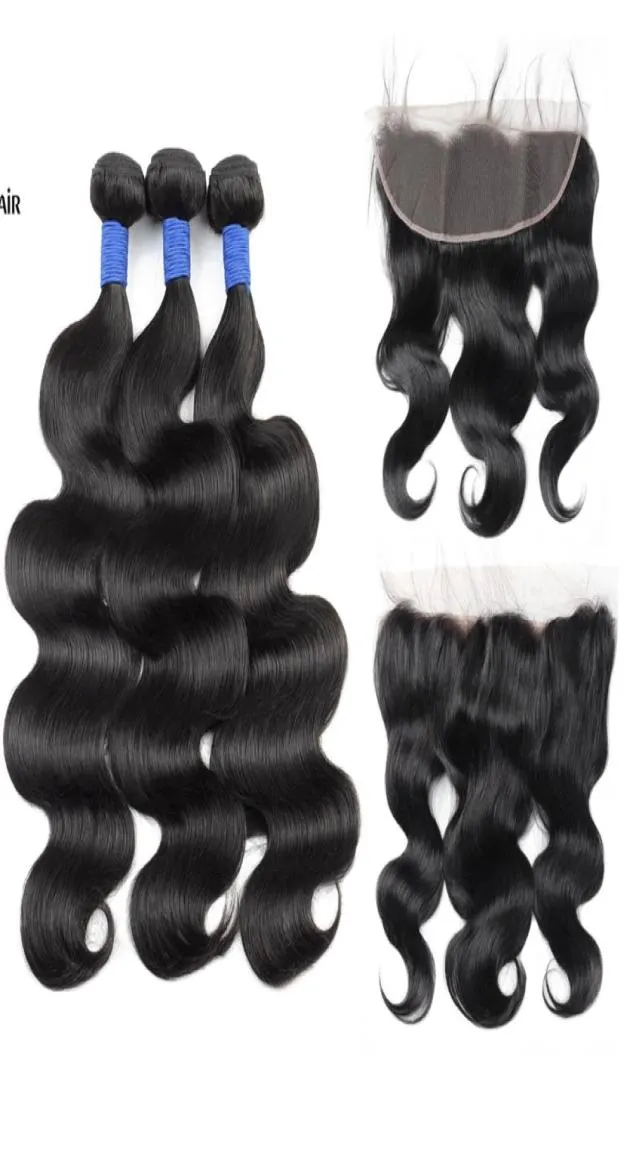 Ishow Brazylijska fala ciała Virgin Human Hair Pakiety z zamknięciem 13x4 koronkowe frontalne i faliste splaty przedłużenia dla kobiet wszystkich AG7211717