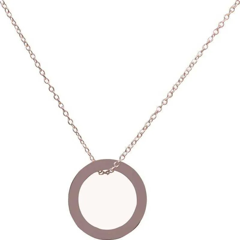Дизайнерское ожерелье в форме круга Tiffay and Co из стерлингового серебра с женской буквой и одним бриллиантом, двойное кольцо с пряжкой, кулон, простая модная универсальная цепочка на ключицу