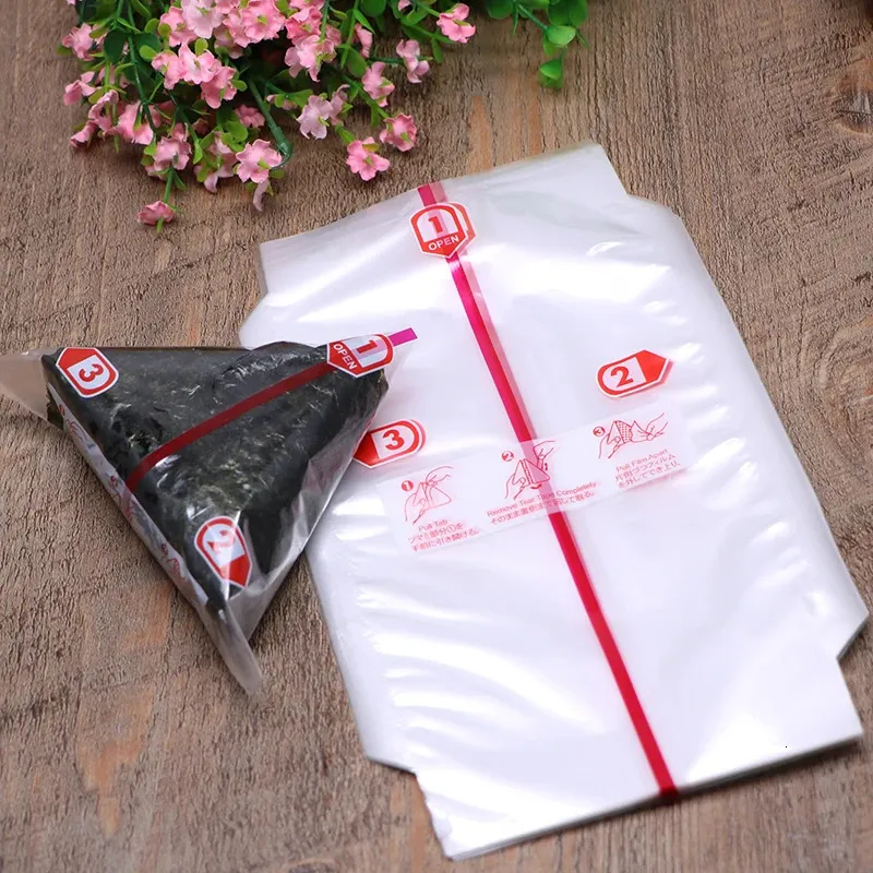 Triangle Rice Ball Packing Bag Easy Tear Nori Seaweed Onigiri Sushi Packaging Bags with Sticker Single Double Layer 240304