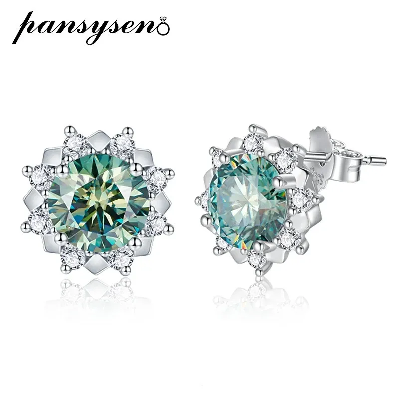 PANSYSEN Stud Earring 925 Sterling Silver Jewelry 65mm 10 Carat Diamond Earrings for Women Wedding Engagement Gift 240227