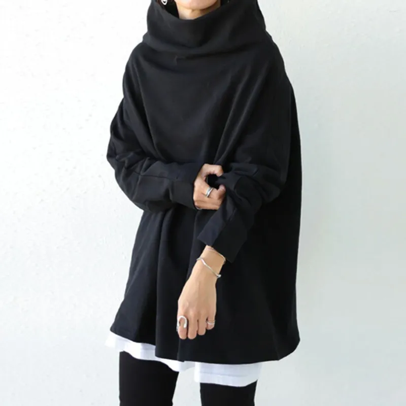 Sweat à Capuche Femme Col Haut – Unie Et Décontractée – Longue Taille Régulière