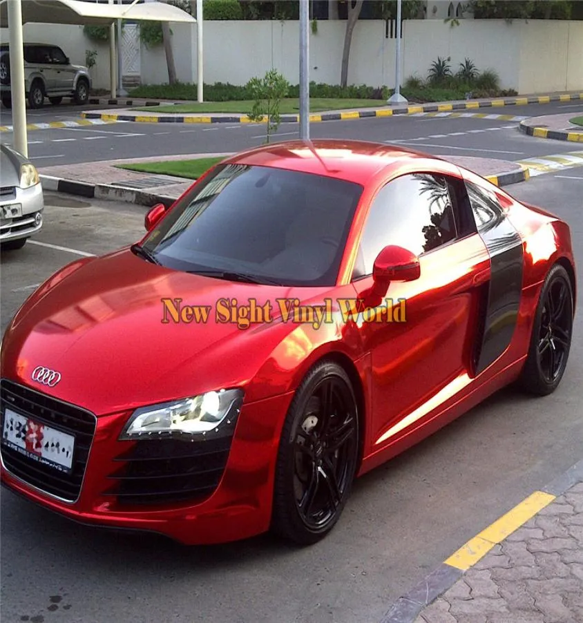 High Quality Stretchable Red Chrome Vinyl Wrap Car Wrapping Foil Film Decal Sticker Air Bubble8108528