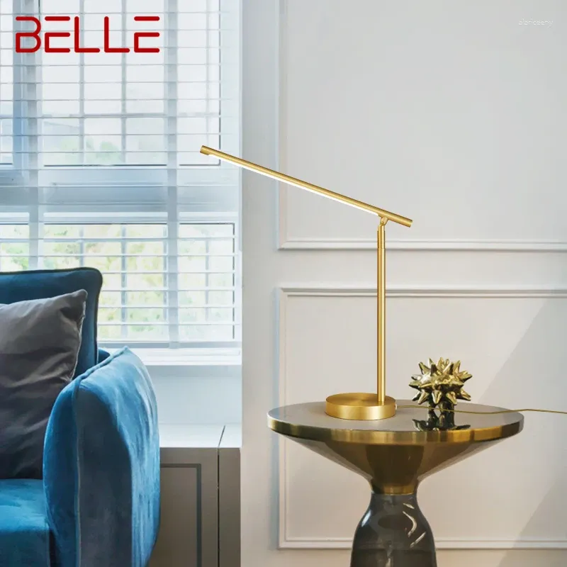 Lampade da tavolo Belle Gold Lampada in ottone decorazione creativa contemporanea LED 3 colori Luce per scrivania per camera da letto per la casa