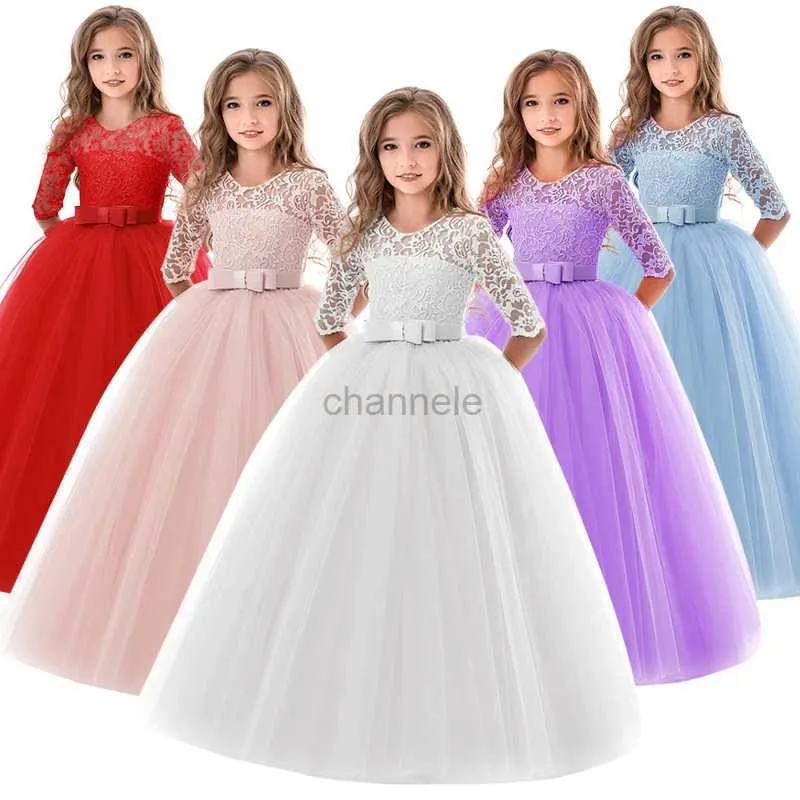 Abiti da ragazza Abiti per bambine Abiti da damigella d'onore per bambini Abito da sposa elegante Abito da principessa in pizzo Abiti da prima comunione per ragazze 240315