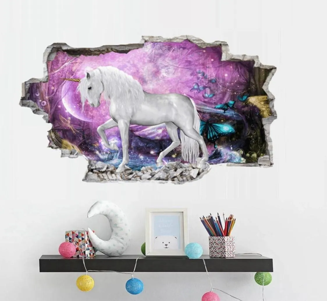 enfants dessin animé licorne stickers muraux enfants mode chambre décorations PVC autocollant décor à la maison stickers muraux maternelle pépinière 8868769