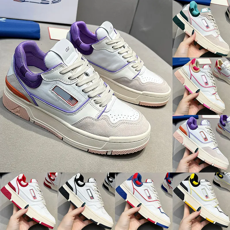 2024 Mens Womens Shoes High Quality Small White Shoes Vintage Cow Leather Fabric Mesh Inner Rubber Large Bottom Thick-soled Casual Couple Sports Shoes Size 35-45