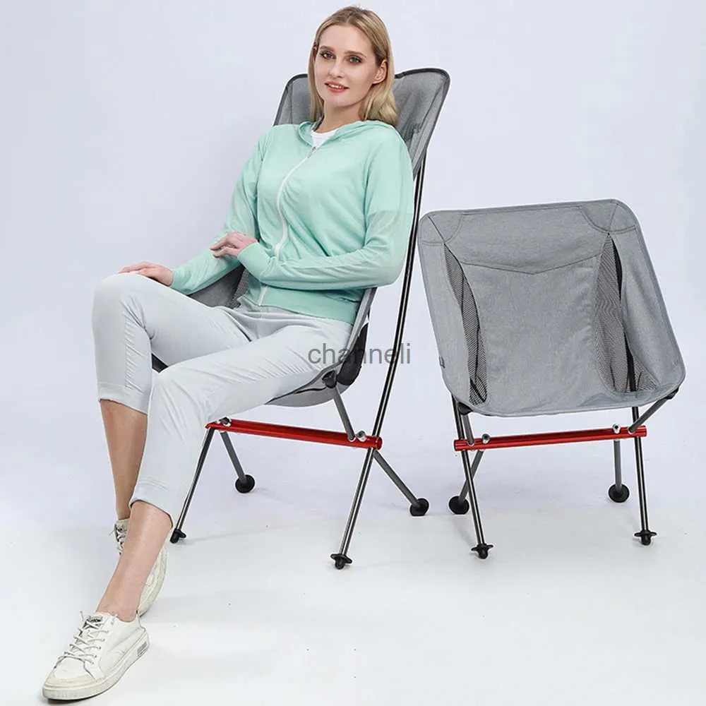 Camp Furniture Outdoor Portable Ultra-light Aluminum Alloy Folding Chair Camping Beach Barbecue Moon Chair Self-driving Leisure Fishing Chair YQ240315