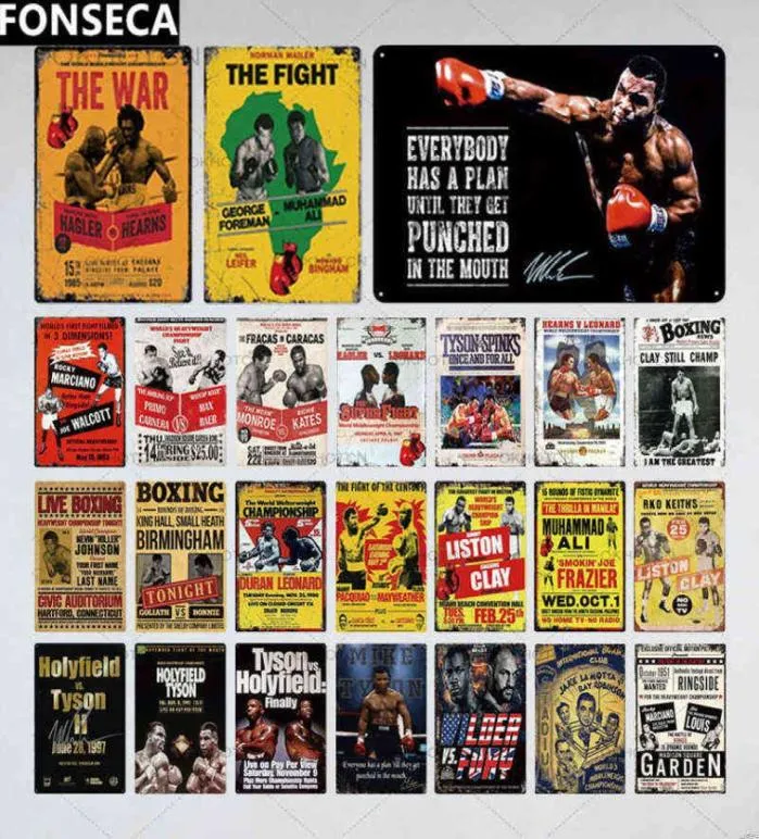 Pintura de metal Cartel de boxeo Placa de estaño "The Fightquot Vintage Pub Retro Decoración de pared para Bar Club Man Cave Posters T2208291209748