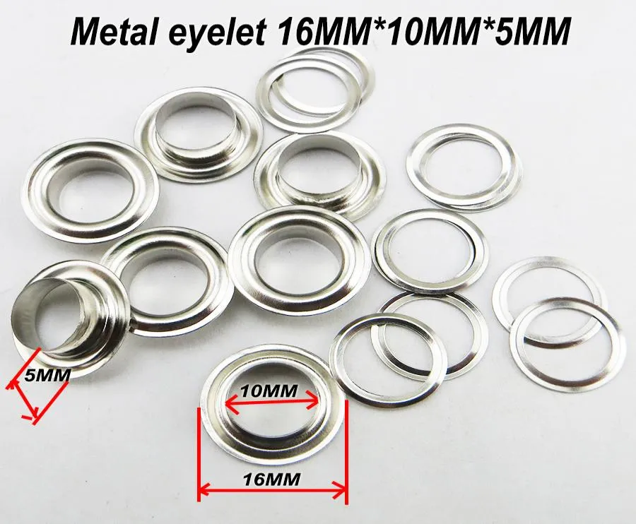 500PCS 16MM10MM5MM Metall Silber Ösenknopf Nähen Kleidung Zubehör runde Knöpfe Handtasche Lederösen MNE011911435