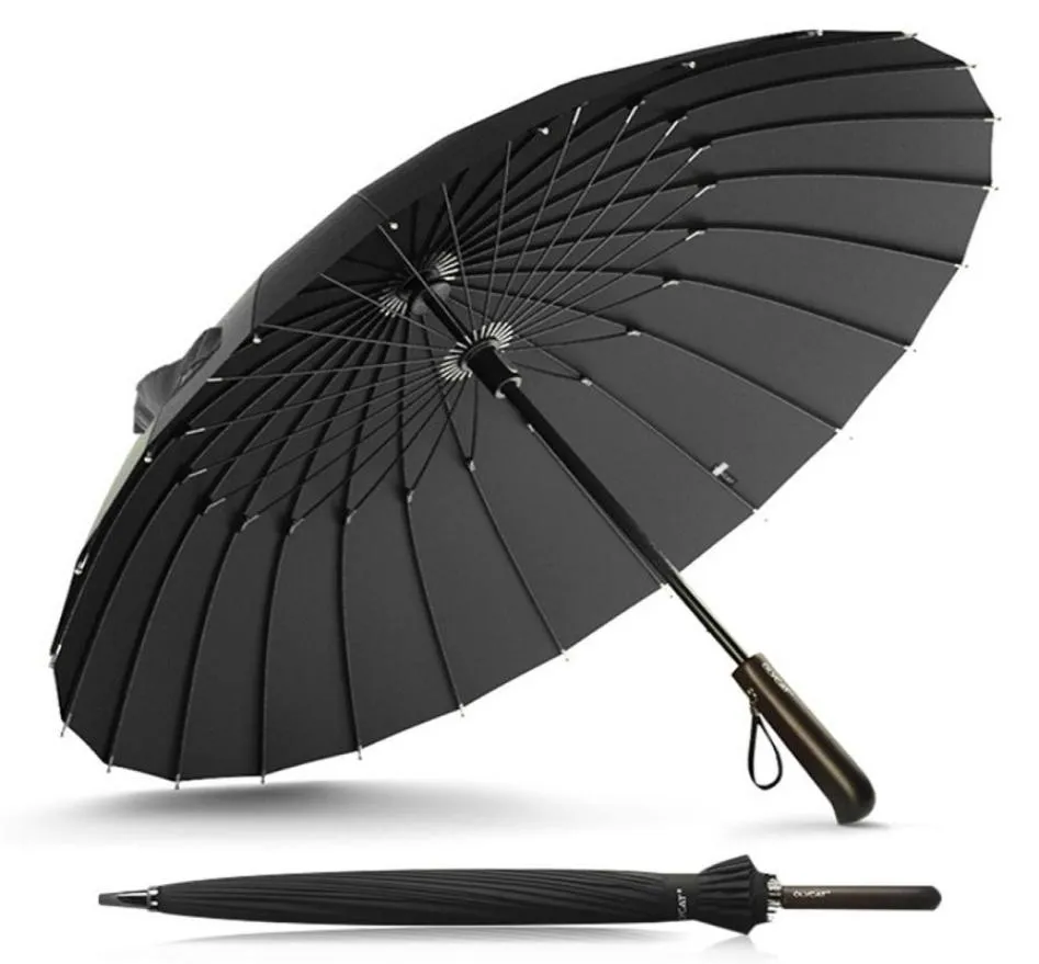 Yeni Tasarım Markası Yağmur Şemsiyesi Erkek Kadın Kalite 24K Glassfiber Şemsiye Güçlü Rüzgar Geçirmez Ahşap Tapı Kadın Paraguas T2001173337323