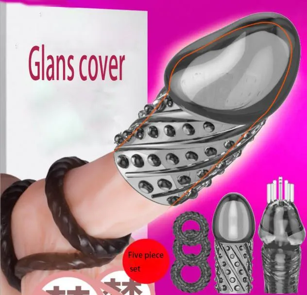 Penis Sleeve Cockrings Silicone Reusable Cock Extender Delay Ejaculation Lock Ring Erotic Sex Toy for Men3777989