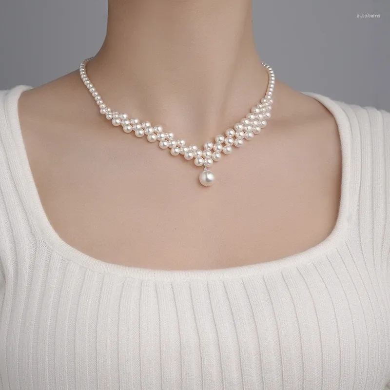 Choker Classic Vintage Artificial Pearl Handmade Necklace