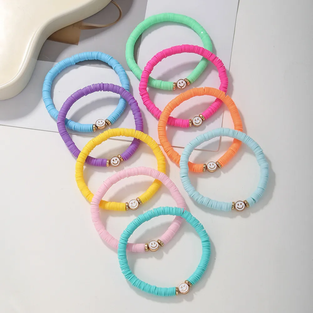 Set Di 9 Braccialetti Heishi Impilabili Con Perline In Argilla E Scritta 'Mama' - Regalo Per La Festa Della Mamma