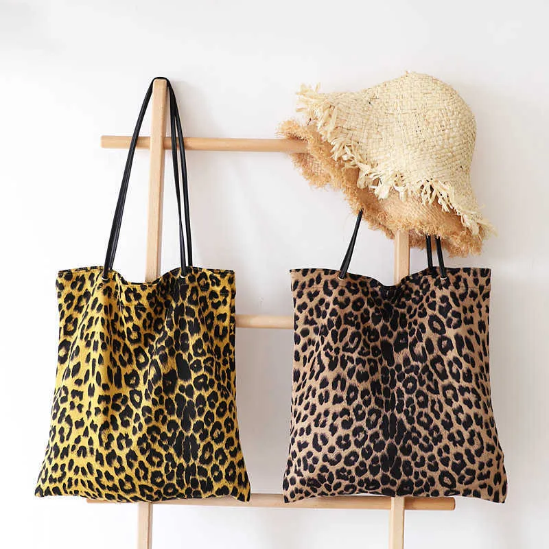 Shoulder Bags Korean Simple Handbag Fashion Leopard Pattern Leisure Cloth Bag Net Red Foreign Style Fashion Bag 240311