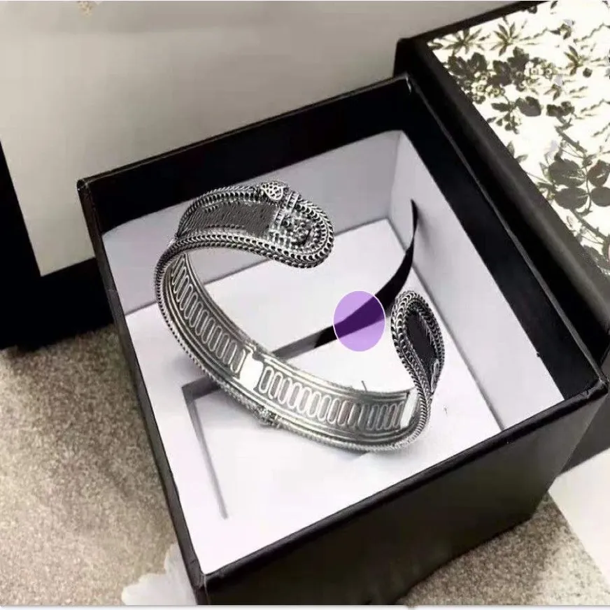 Retro S925 Sterling Silver Snake Bracelet Male and Female Couples Punk Hip Hop Jewelry269v