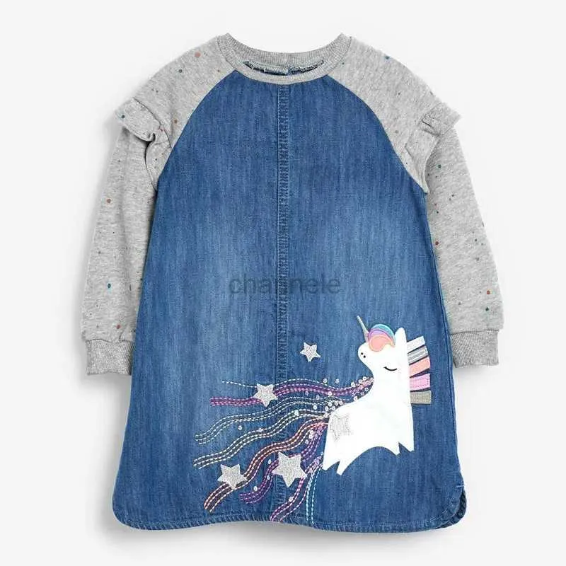 Robes de fille Qualité marque éponge coton Denim Jean vêtements bébé princesse robes lâches pour filles enfants fille vêtements robe 240315