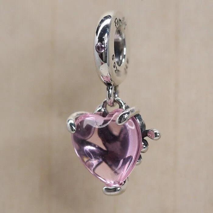Pink Family Tree Heart Dangle Charm 925 Sterling Silver Safety Chains For Fit Charms Pärlor Armband Smycken 792654C01 Juvel