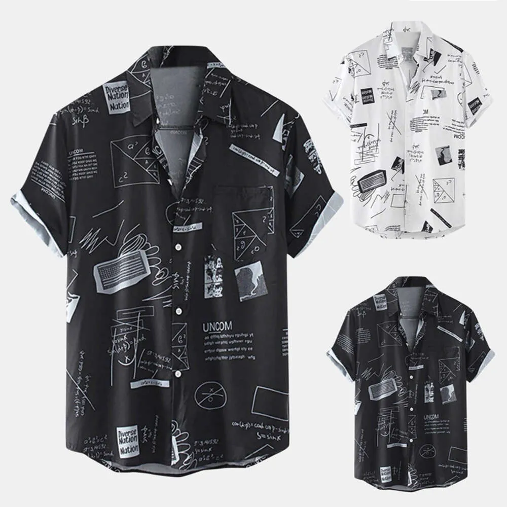 Chemise à manches courtes pour hommes, décontractée, ample, géométrique, imprimé Graffiti, nouvelle collection printemps/été 2023