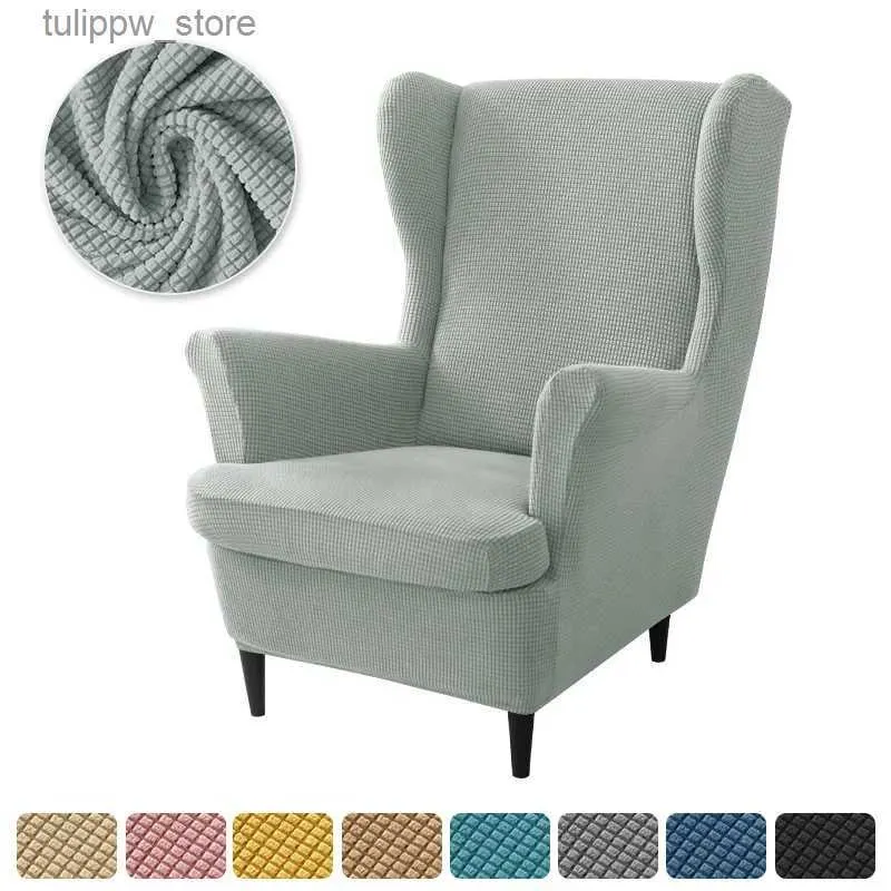 Chair Covers Polar Fleece Sofa Slipcover with Seat Cushion Cover Sloping Anti-dirty Armchair Sofa Covers Arm Wing Back Chair Covers Elastic L240315