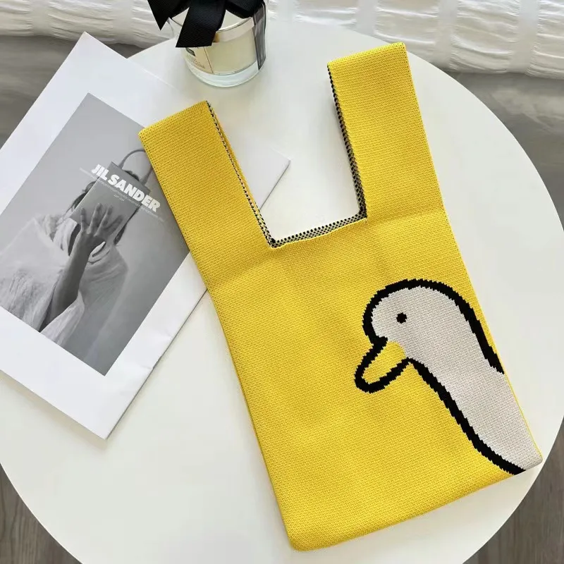 Sac à main en forme de canard jaune tricoté pour femmes, joli sac à main à la mode, assorti avec tout, personnalisé et décontracté, nouvelle collection