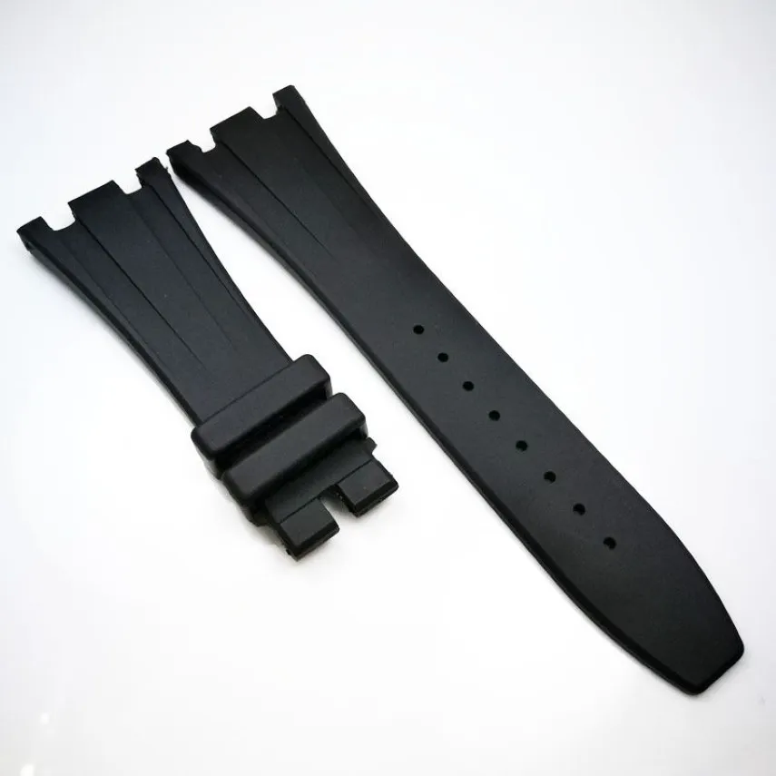 28mm - 18mm Black Rubber Watch Band Strap Bracelet For AP Royal Oak Offshore 42mm Models272r