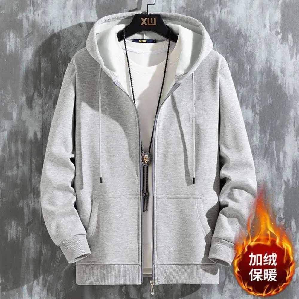 WZXSK Herfst/winter Niet-omgekeerde pluche hoodie Rits Casual Jeugd Trui Heren Topsport Han