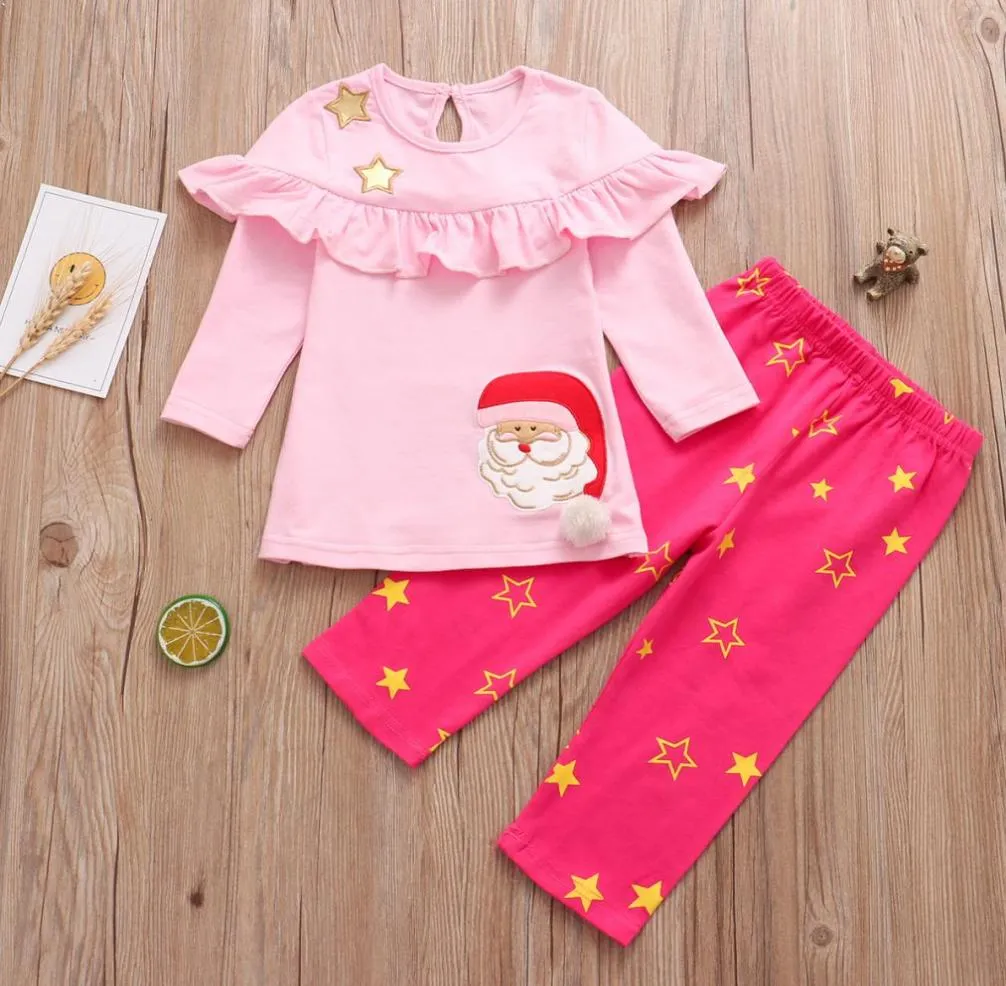 Été printemps et automne bébé fille 039s vêtements bébé Ins populaire à manches longues imprimé dessin animé Santa costumes noël enfants 035473089